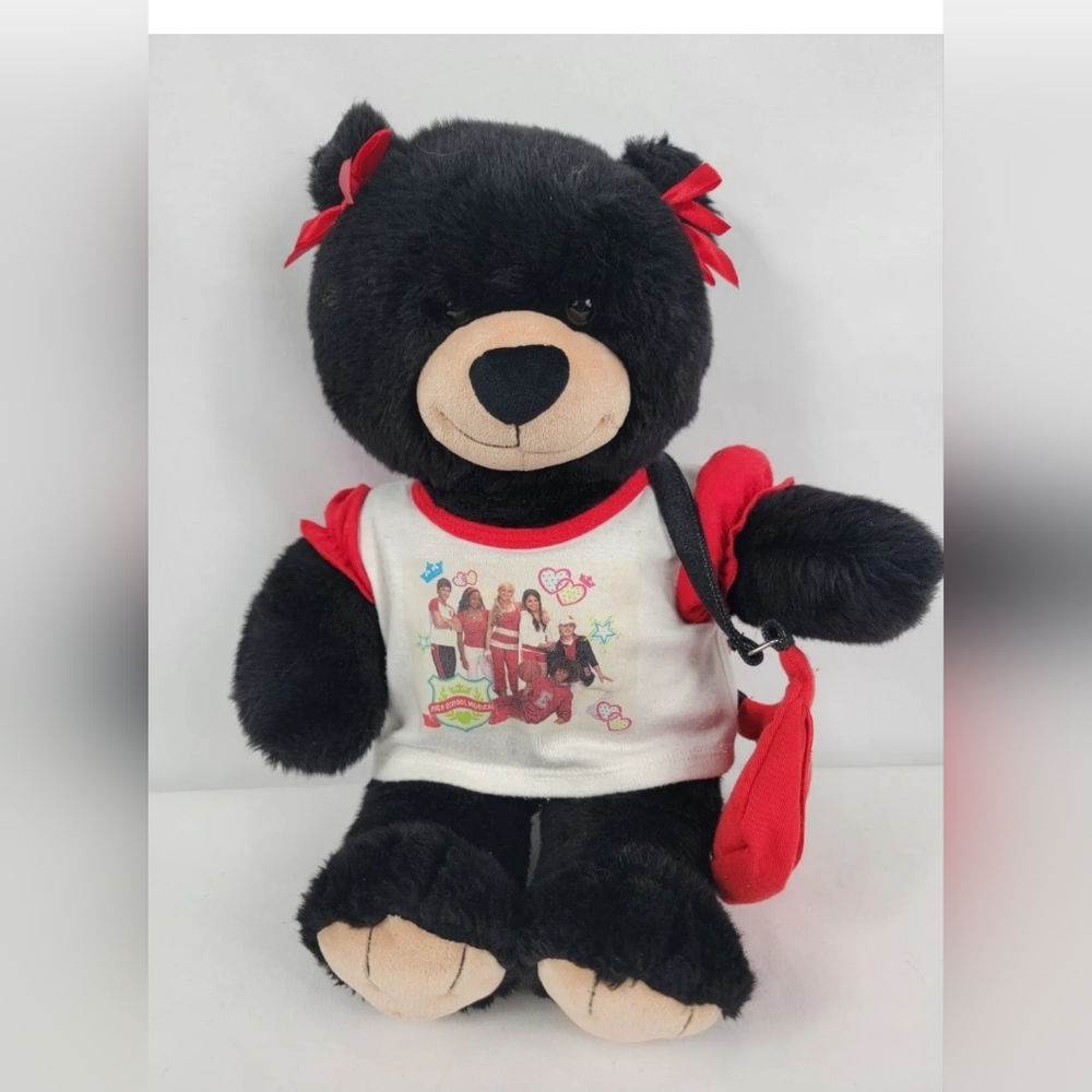 Build a Bear 16 Inch Black Bear With High School Musical Shirt And Bag Nice!